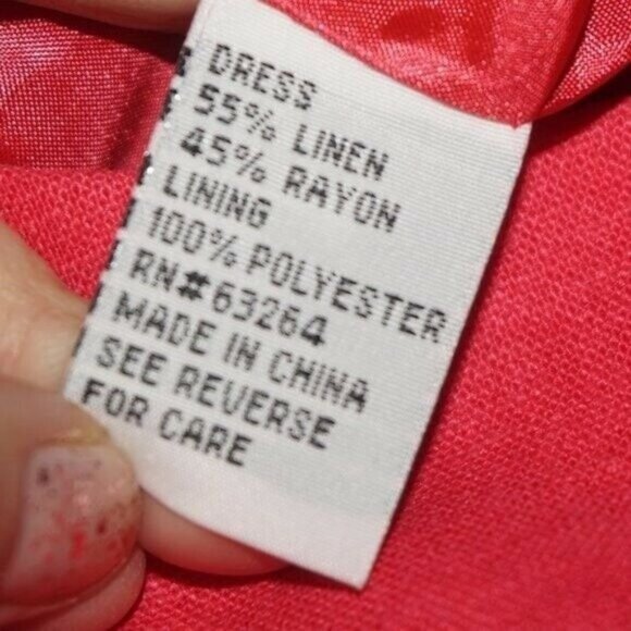 Vintage 90s Embroidered Ditsy Rose Floral Linen Dress 6 - Picture 7 of 10